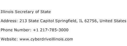 Illinois Secretary of State Address Contact Number