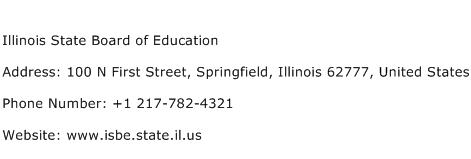 Illinois State Board of Education Address Contact Number