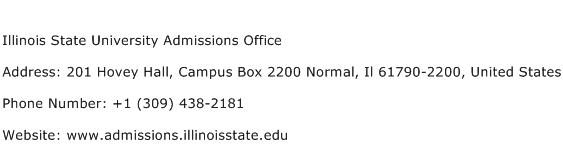 Illinois State University Admissions Office Address Contact Number
