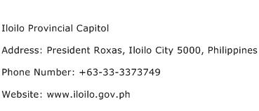 Iloilo Provincial Capitol Address Contact Number