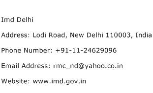 Imd Delhi Address Contact Number