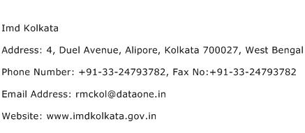 Imd Kolkata Address Contact Number