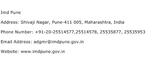 Imd Pune Address Contact Number