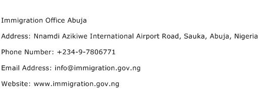 Immigration Office Abuja Address Contact Number
