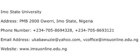 Imo State University Address Contact Number