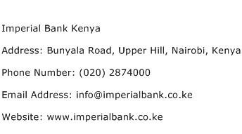 Imperial Bank Kenya Address Contact Number