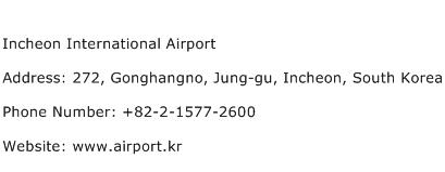 Incheon International Airport Address Contact Number