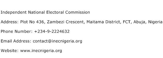 Independent National Electoral Commission Address Contact Number