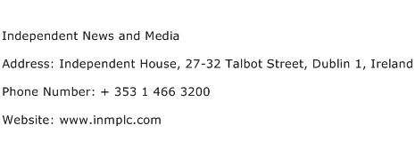 Independent News and Media Address Contact Number