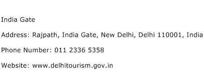 India Gate Address Contact Number