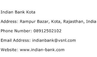 Indian Bank Kota Address Contact Number
