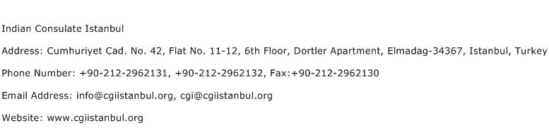 Indian Consulate Istanbul Address Contact Number