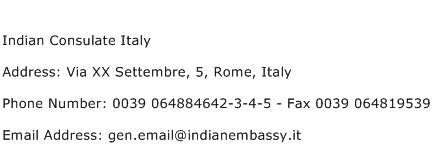 Indian Consulate Italy Address Contact Number