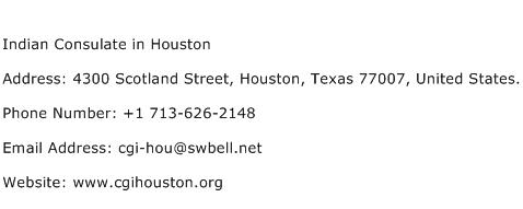 Indian Consulate in Houston Address Contact Number