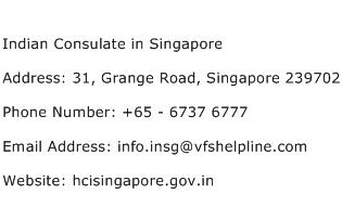 Indian Consulate in Singapore Address Contact Number