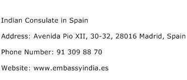 Indian Consulate in Spain Address Contact Number