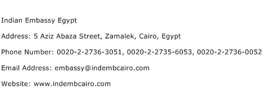 Indian Embassy Egypt Address Contact Number