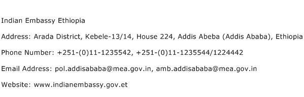 Indian Embassy Ethiopia Address Contact Number