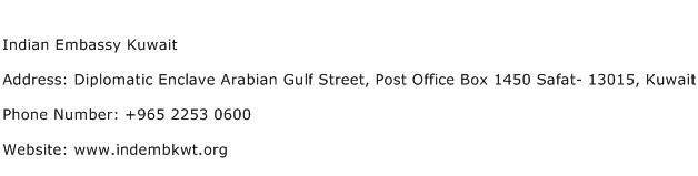 Indian Embassy Kuwait Address Contact Number