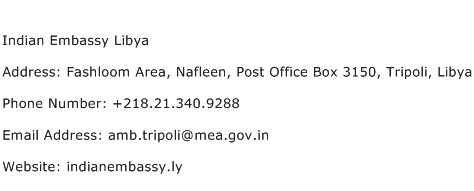 Indian Embassy Libya Address Contact Number