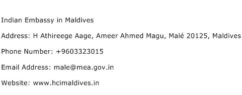 Indian Embassy in Maldives Address Contact Number