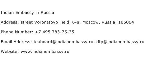 Indian Embassy in Russia Address Contact Number