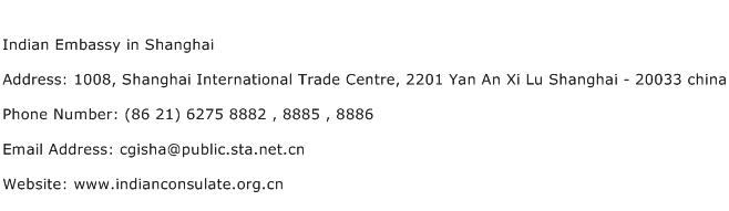 Indian Embassy in Shanghai Address Contact Number