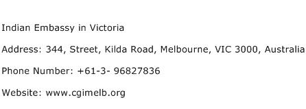Indian Embassy in Victoria Address Contact Number