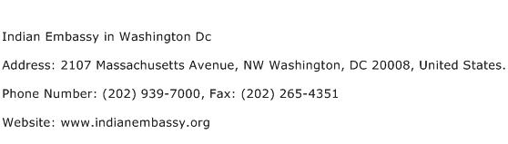Indian Embassy in Washington Dc Address Contact Number