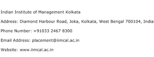 Indian Institute of Management Kolkata Address Contact Number