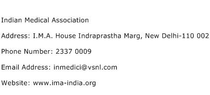 Indian Medical Association Address Contact Number