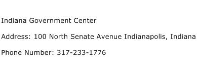 Indiana Government Center Address Contact Number