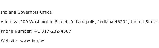 Indiana Governors Office Address Contact Number