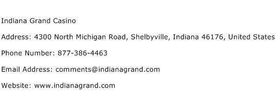 Indiana Grand Casino Address Contact Number