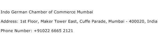 Indo German Chamber of Commerce Mumbai Address Contact Number