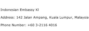 Indonesian Embassy Kl Address Contact Number
