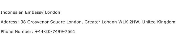 Indonesian Embassy London Address Contact Number