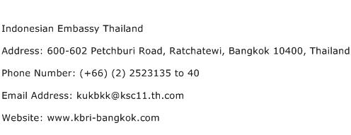 Indonesian Embassy Thailand Address Contact Number