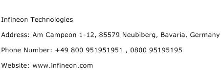Infineon Technologies Address Contact Number