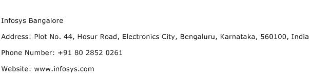 Infosys Bangalore Address Contact Number