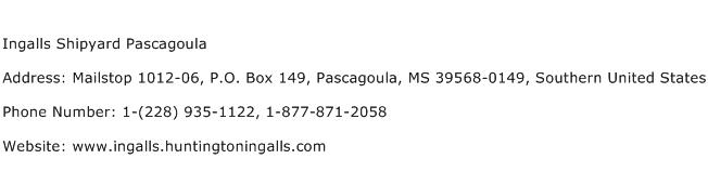 Ingalls Shipyard Pascagoula Address Contact Number