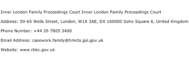 Inner London Family Proceedings Court Inner London Family Proceedings Court Address Contact Number