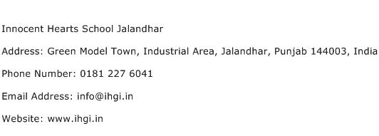 Innocent Hearts School Jalandhar Address Contact Number