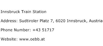 Innsbruck Train Station Address Contact Number