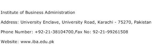 Institute of Business Administration Address Contact Number