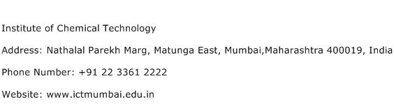 Institute of Chemical Technology Address Contact Number