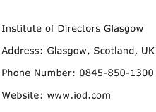 Institute of Directors Glasgow Address Contact Number