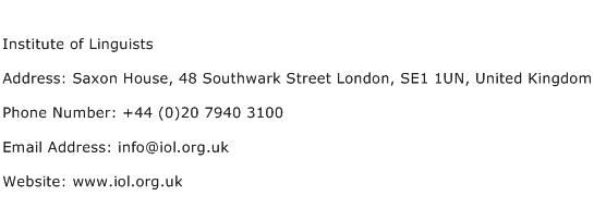 Institute of Linguists Address Contact Number