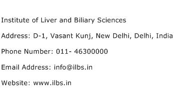 Institute of Liver and Biliary Sciences Address Contact Number