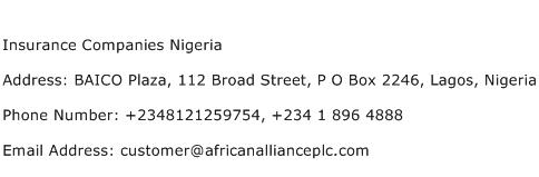 Insurance Companies Nigeria Address Contact Number